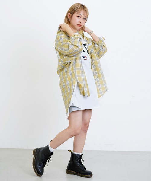 MILKFED.(ミルクフェド)の「BACK LOGO PLAID SHIRT(シャツ/ブラウス・レディース・ホワイト/イエロー/ライトパープル・ONE SIZE)」の18枚目の写真