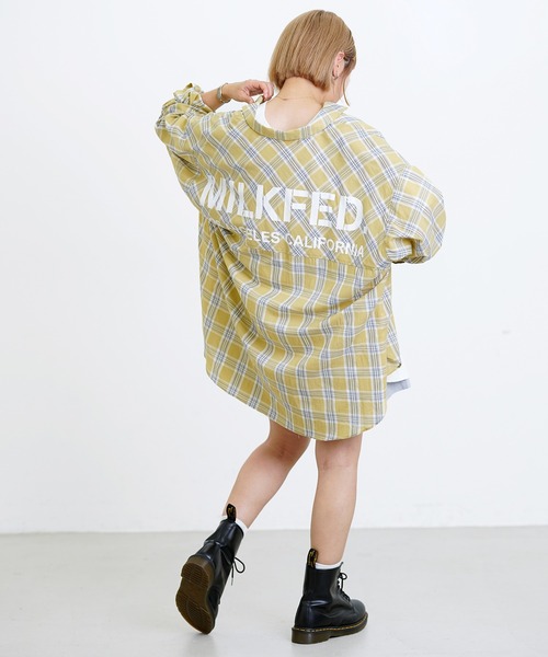 MILKFED.(ミルクフェド)の「BACK LOGO PLAID SHIRT(シャツ/ブラウス・レディース・ホワイト/イエロー/ライトパープル・ONE SIZE)」の20枚目の写真