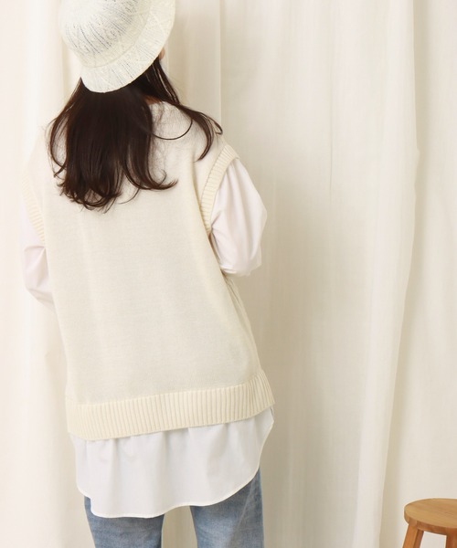 libelle more（リベル モア）の「ニットベスト＋シャツ　ドッキングプルオーバー（ニット/セーター・レディース・杢グレー/スモークピンク/アイボリー/ブラック/ライトベージュ・M）」の13枚目の写真