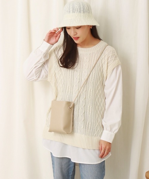 libelle more（リベル モア）の「ニットベスト＋シャツ　ドッキングプルオーバー（ニット/セーター・レディース・杢グレー/スモークピンク/アイボリー/ブラック/ライトベージュ・M）」の10枚目の写真