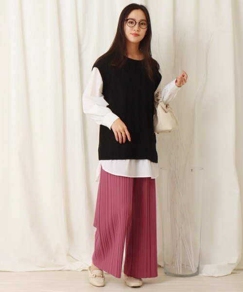 libelle more（リベル モア）の「ニットベスト＋シャツ　ドッキングプルオーバー（ニット/セーター・レディース・杢グレー/スモークピンク/アイボリー/ブラック/ライトベージュ・M）」の14枚目の写真