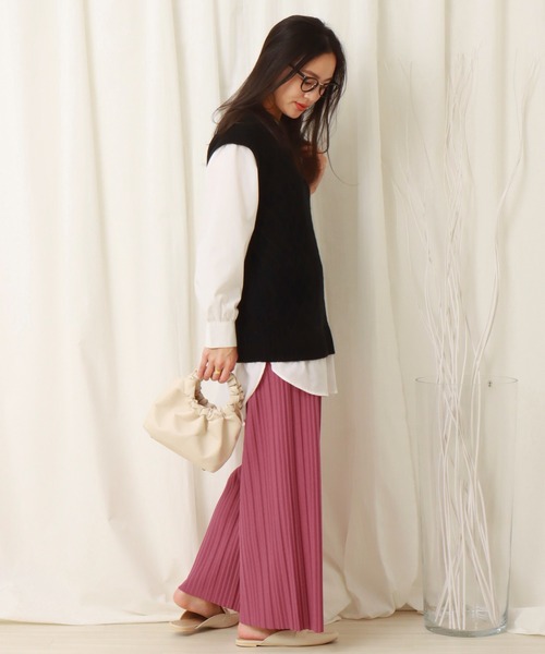 libelle more（リベル モア）の「ニットベスト＋シャツ　ドッキングプルオーバー（ニット/セーター・レディース・杢グレー/スモークピンク/アイボリー/ブラック/ライトベージュ・M）」の15枚目の写真
