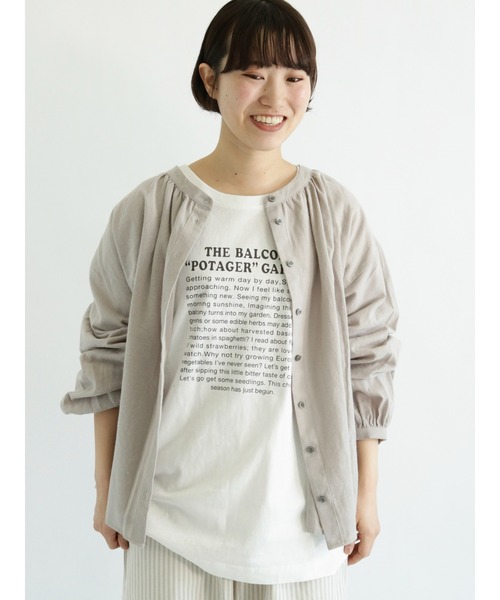 Samansa Mos2（サマンサ モスモス）の「前後着ボタン配色ブラウス（シャツ/ブラウス・レディース・ブラック/グレー/オフホワイト/ピンク・ﾌﾘ-）」の3枚目の写真