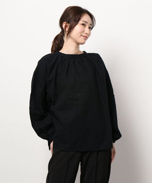 Samansa Mos2（サマンサ モスモス）の「前後着ボタン配色ブラウス（シャツ/ブラウス・レディース・ブラック/グレー/オフホワイト/ピンク・ﾌﾘ-）」の9枚目の写真