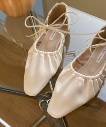 by muni:r | ラブリーリボンプリーツフラットシューズ(バレエシューズ)