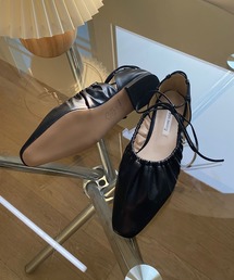 by muni:r | ラブリーリボンプリーツフラットシューズ(バレエシューズ)