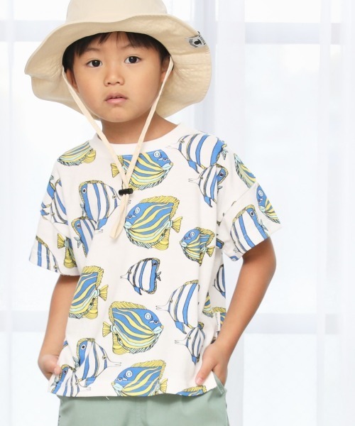MAKE YOUR DAY（メイクユアデイ）の「熱帯魚総柄半袖Tシャツ■80～140cm（Tシャツ/カットソー・キッズ・オフホワイト/ミント・90/100/110/120/80/130/140）」の7枚目の写真