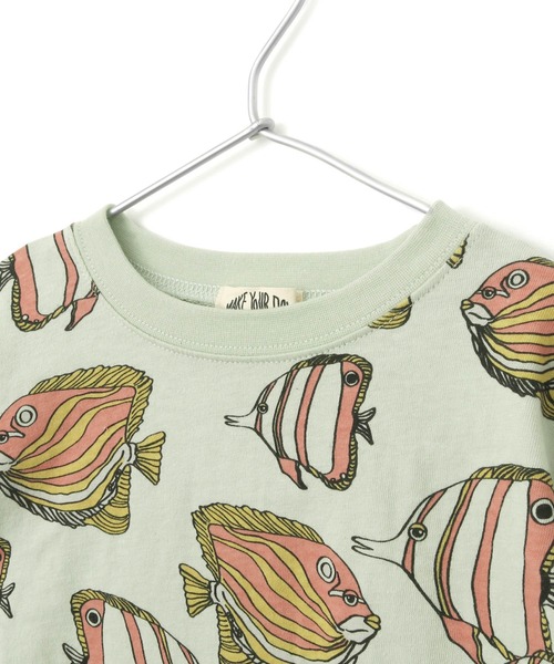 MAKE YOUR DAY（メイクユアデイ）の「熱帯魚総柄半袖Tシャツ■80～140cm（Tシャツ/カットソー・キッズ・オフホワイト/ミント・90/100/110/120/80/130/140）」の15枚目の写真