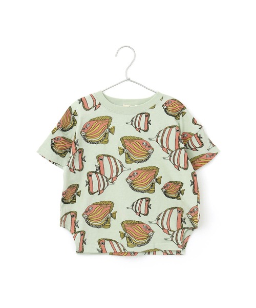 MAKE YOUR DAY（メイクユアデイ）の「熱帯魚総柄半袖Tシャツ■80～140cm（Tシャツ/カットソー・キッズ・オフホワイト/ミント・90/100/110/120/80/130/140）」の3枚目の写真