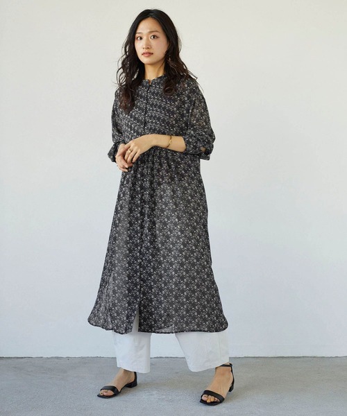 NICOLE white（ニコルホワイト）の「花柄シフォン スタンドワンピース（ワンピース・レディース・ブラック/グレー/オフホワイト・FREE）」の21枚目の写真