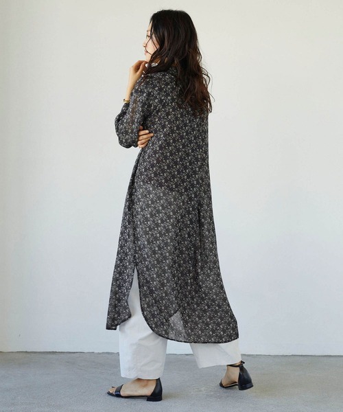 NICOLE white（ニコルホワイト）の「花柄シフォン スタンドワンピース（ワンピース・レディース・ブラック/グレー/オフホワイト・FREE）」の22枚目の写真