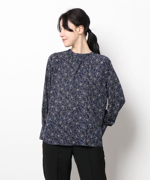 Te chichi（テチチ）の「前後2wayフラワーラインアートブラウス（シャツ/ブラウス・レディース・ネイビー/オフホワイト/ブルー・ﾌﾘ-）」の6枚目の写真