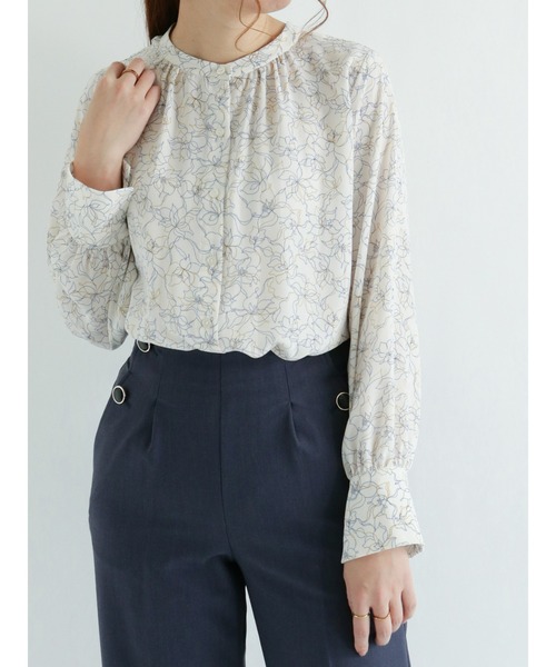 Te chichi（テチチ）の「前後2wayフラワーラインアートブラウス（シャツ/ブラウス・レディース・ネイビー/オフホワイト/ブルー・ﾌﾘ-）」の2枚目の写真