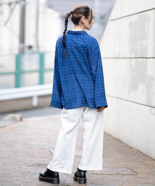X-girl（エックスガール）の「WIDE SLEEVE PLAID SHIRT（シャツ/ブラウス・レディース・ブラック/ブルー・S/M）」の8枚目の写真