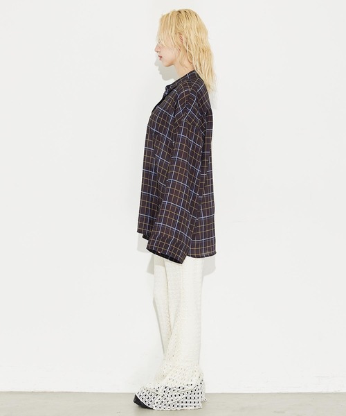 X-girl（エックスガール）の「WIDE SLEEVE PLAID SHIRT（シャツ/ブラウス・レディース・ブラック/ブルー・S/M）」の20枚目の写真