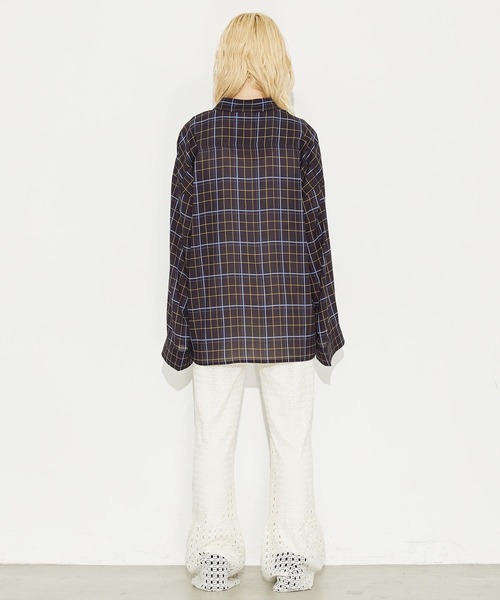 X-girl（エックスガール）の「WIDE SLEEVE PLAID SHIRT（シャツ/ブラウス・レディース・ブラック/ブルー・S/M）」の21枚目の写真