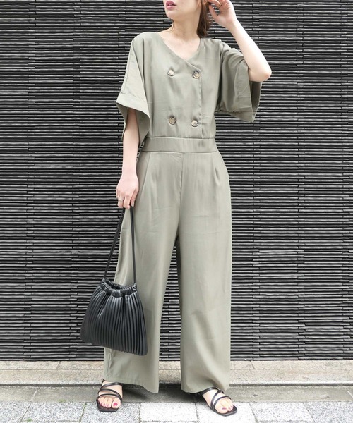CORNERS(コーナーズ)の「ダブルボタンドルマンオールインワン(サロペット/オーバーオール・レディース・ブラック/ベージュ/ブラウン/カーキ・M)」の4枚目の写真