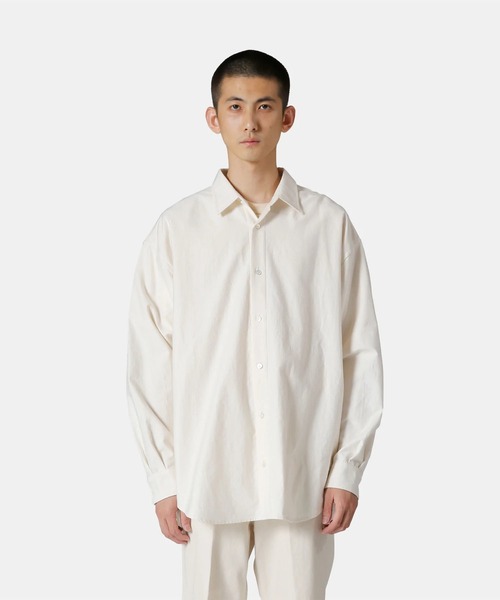 UNDECORATED（アンデコレイテッド）の「UNDECORATED アンデコレイテッド / Moleskin Cotton Shirt モールスキン コットンネルシャツ オーバーサイズ / UDF22202（シャツ/ブラウス・メンズ・キナリ/ブラウン・3/2/1）」の3枚目の写真