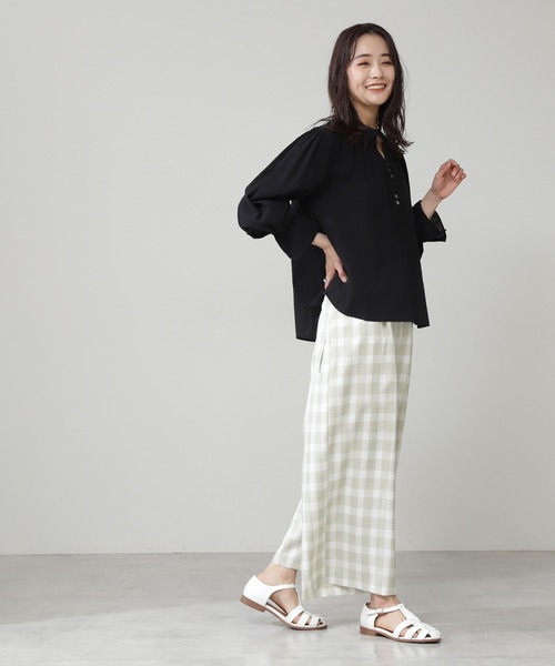 N.（N. Natural Beauty Basic）（エヌエヌナチュラルビューティーベーシック）の「《n.'look》◆スプリングチェックワイドパンツ（その他パンツ・レディース・ブラウン/イエロー/ライラック・MEDIUM）」の8枚目の写真