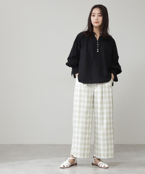 N.（N. Natural Beauty Basic）（エヌエヌナチュラルビューティーベーシック）の「《n.'look》◆スプリングチェックワイドパンツ（その他パンツ・レディース・ブラウン/イエロー/ライラック・MEDIUM）」の9枚目の写真