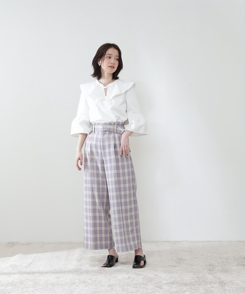 N.（N. Natural Beauty Basic）（エヌエヌナチュラルビューティーベーシック）の「《n.'look》◆スプリングチェックワイドパンツ（その他パンツ・レディース・ブラウン/イエロー/ライラック・MEDIUM）」の5枚目の写真