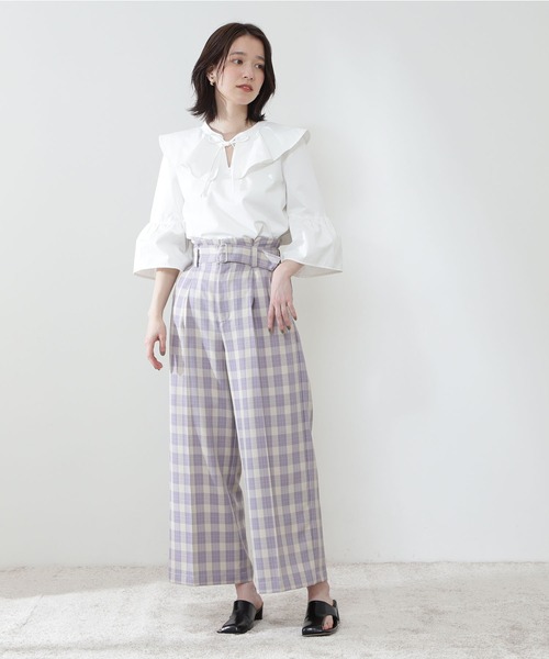 N.（N. Natural Beauty Basic）（エヌエヌナチュラルビューティーベーシック）の「《n.'look》◆スプリングチェックワイドパンツ（その他パンツ・レディース・ブラウン/イエロー/ライラック・MEDIUM）」の17枚目の写真