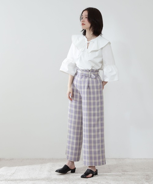 N.（N. Natural Beauty Basic）（エヌエヌナチュラルビューティーベーシック）の「《n.'look》◆スプリングチェックワイドパンツ（その他パンツ・レディース・ブラウン/イエロー/ライラック・MEDIUM）」の18枚目の写真