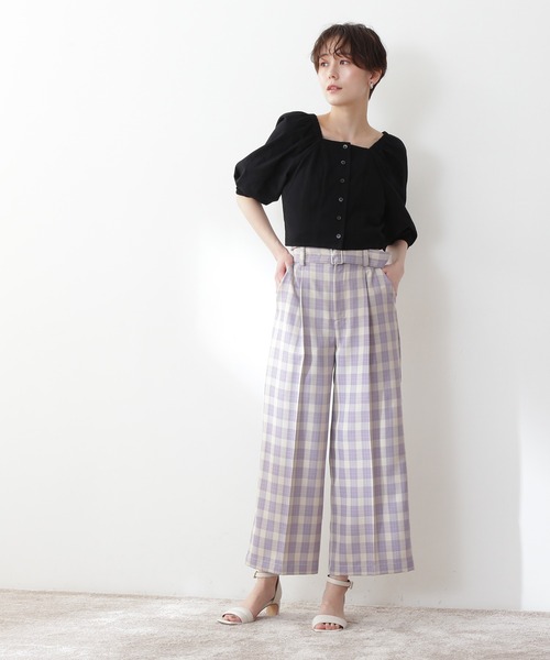 N.（N. Natural Beauty Basic）（エヌエヌナチュラルビューティーベーシック）の「《n.'look》◆スプリングチェックワイドパンツ（その他パンツ・レディース・ブラウン/イエロー/ライラック・MEDIUM）」の16枚目の写真