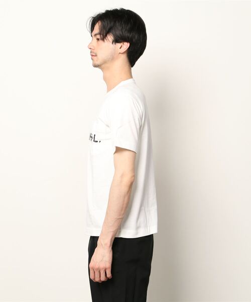MHL.エムエイチエル　コットン100%　Tシャツ　ポケット　ブラック　メンズM PRINTED COTTON LINEN JERSEY | MHL.（エムエイチエル