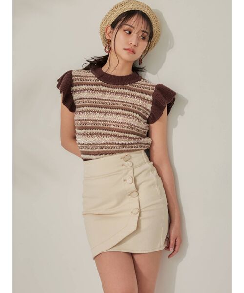 RESEXXY（リゼクシー）の「配色ステッチハイウエストミニスカート（スカート・レディース・ベージュ/アイボリー/ブラック・FREE）」の21枚目の写真