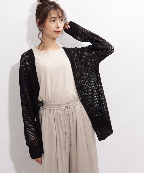 SHOO・LA・RUE(シューラルー)の「◆リネンタッチメッシュカーディガン(カーディガン/ボレロ・レディース・ブラック/オフホワイト/イエロー・00)」の18枚目の写真