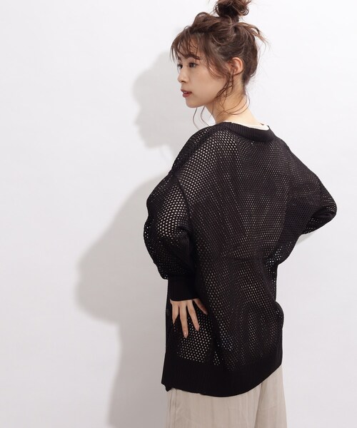 SHOO・LA・RUE(シューラルー)の「◆リネンタッチメッシュカーディガン(カーディガン/ボレロ・レディース・ブラック/オフホワイト/イエロー・00)」の19枚目の写真