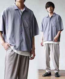 【MinoriTY】3点セット梨地素材セットアップ コーデセット 半袖シャツ+タンクトップ+ワイドパンツ メンズ 夏服 秋服 無地 オーバーサイズ ルーズシルエット