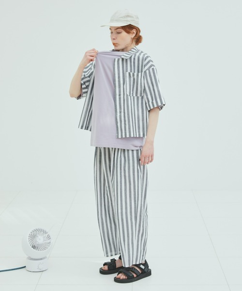 EDIT Gris（エディットグリ）の「ストライプサーカスパンツ        　　 セットアップ着用可能　　FUDGE掲載商品（その他パンツ・レディース・ブラック/ベージュ・FREE）」の8枚目の写真