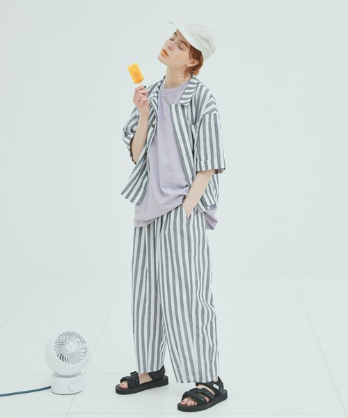 EDIT Gris（エディットグリ）の「ストライプサーカスパンツ        　　 セットアップ着用可能　　FUDGE掲載商品（その他パンツ・レディース・ブラック/ベージュ・FREE）」の9枚目の写真