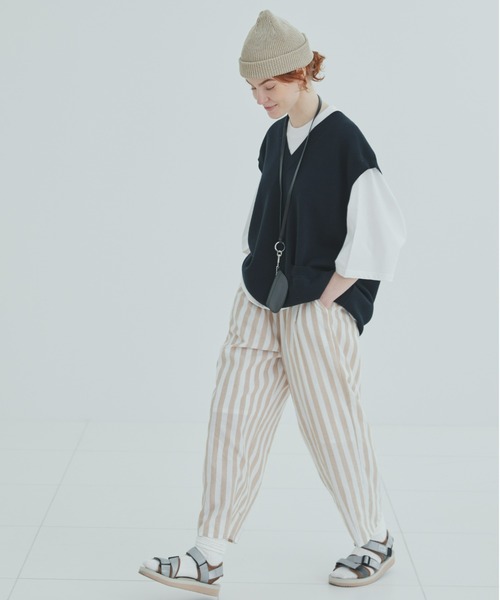 EDIT Gris（エディットグリ）の「ストライプサーカスパンツ        　　 セットアップ着用可能　　FUDGE掲載商品（その他パンツ・レディース・ブラック/ベージュ・FREE）」の14枚目の写真