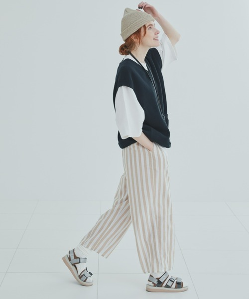 EDIT Gris（エディットグリ）の「ストライプサーカスパンツ        　　 セットアップ着用可能　　FUDGE掲載商品（その他パンツ・レディース・ブラック/ベージュ・FREE）」の16枚目の写真