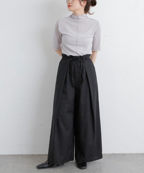 PUAL CE CIN(ピュアルセシン)の「【WEB限定】シアーネット半袖ハイネックプルオーバー(Tシャツ/カットソー・レディース・ライトグレー/ブラック/オフホワイト・FREE)」の14枚目の写真