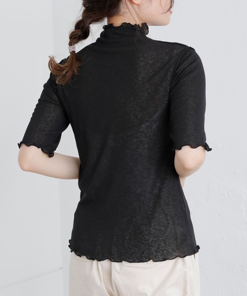 PUAL CE CIN(ピュアルセシン)の「【WEB限定】シアーネット半袖ハイネックプルオーバー(Tシャツ/カットソー・レディース・ライトグレー/ブラック/オフホワイト・FREE)」の16枚目の写真