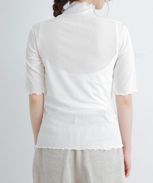 PUAL CE CIN(ピュアルセシン)の「【WEB限定】シアーネット半袖ハイネックプルオーバー(Tシャツ/カットソー・レディース・ライトグレー/ブラック/オフホワイト・FREE)」の17枚目の写真