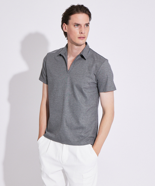 5351 POUR LES HOMMES（ゴーサンゴーイチプールオム）の「【BLANC】スキッパーポロシャツ（ポロシャツ・メンズ・チャコールグレー/ブラック/ネイビー・46/48）」の3枚目の写真