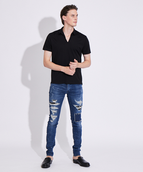 5351 POUR LES HOMMES（ゴーサンゴーイチプールオム）の「【BLANC】スキッパーポロシャツ（ポロシャツ・メンズ・チャコールグレー/ブラック/ネイビー・46/48）」の11枚目の写真