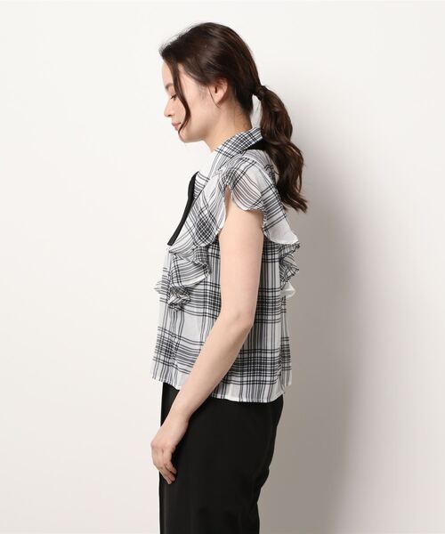 ANDGEEBEE（アンジービー）の「リボン付チェックブラウス（シャツ/ブラウス・レディース・ホワイト/ブラック・MEDIUM）」の12枚目の写真
