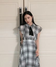 ANDGEEBEE | リボン付チェックブラウス(シャツ/ブラウス)