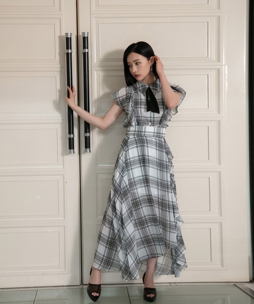 ANDGEEBEE（アンジービー）の「リボン付チェックブラウス（シャツ/ブラウス・レディース・ホワイト/ブラック・MEDIUM）」の10枚目の写真