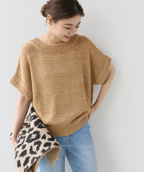 Torrazzo Donna(トラッゾドンナ)の「【TORRAZZO DONNA/トラッゾドンナ】Tape Yarn knit Tops:ニット(ニット/セーター・レディース・ベージュ/グレー/ブラック・FREE)」の3枚目の写真