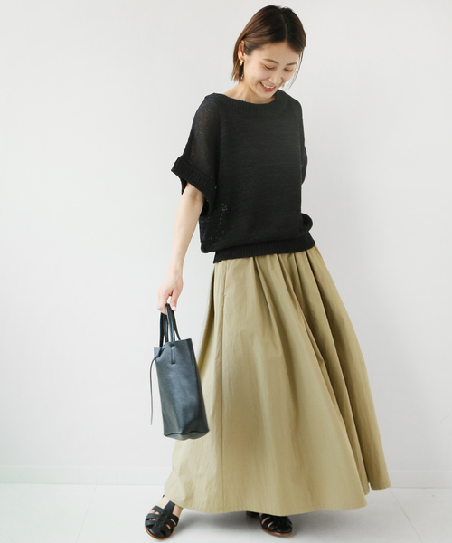 Torrazzo Donna(トラッゾドンナ)の「【TORRAZZO DONNA/トラッゾドンナ】Tape Yarn knit Tops:ニット(ニット/セーター・レディース・ベージュ/グレー/ブラック・FREE)」の7枚目の写真