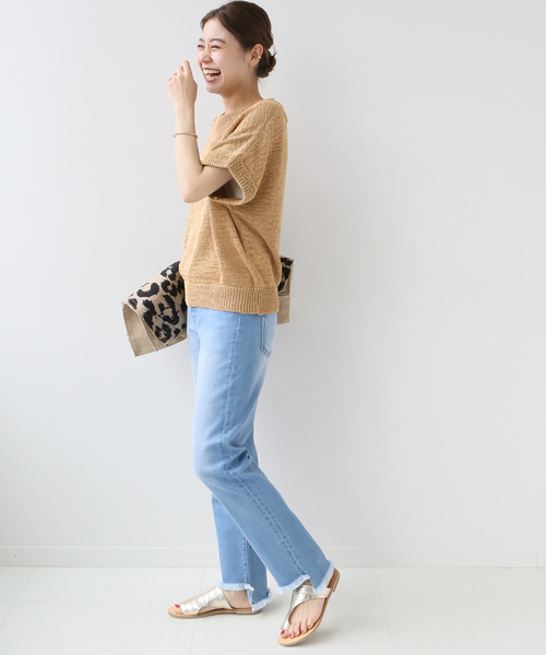 Torrazzo Donna(トラッゾドンナ)の「【TORRAZZO DONNA/トラッゾドンナ】Tape Yarn knit Tops:ニット(ニット/セーター・レディース・ベージュ/グレー/ブラック・FREE)」の22枚目の写真