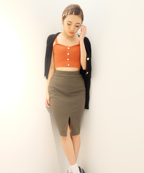 EVRIS(エヴリス)の「スリットポンチタイトSK(スカート・レディース・ブラック/カーキ/レッド・S/M)」の14枚目の写真