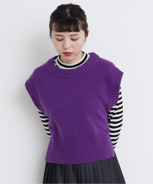 CHILD WOMAN(チャイルドウーマン)の「☆Extrafine merino wool 5GGショートベスト(ベスト・レディース・レッド/ブルー/イエロー/グリーン/アイボリー/オレンジ/ネイビー/パープル・FREE)」の5枚目の写真